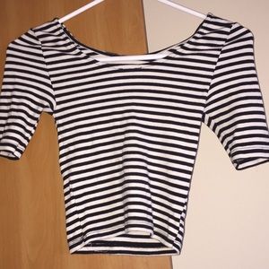 Striped off the shoulder crop top